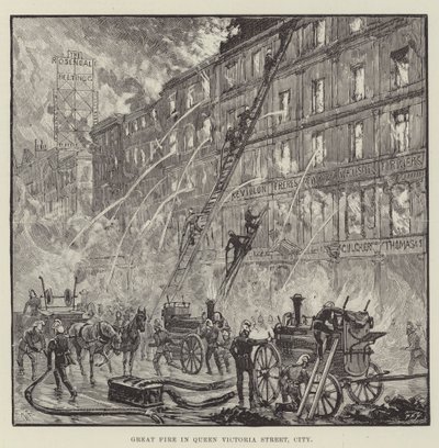 Great Fire in Queen Victoria Street, City by Walter Paget